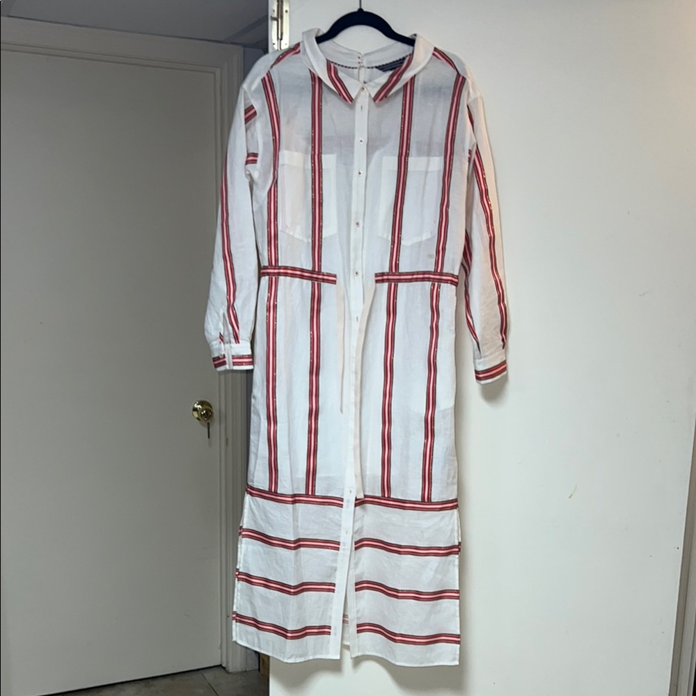Tommy Hilfiger Red and White Striped Shirt